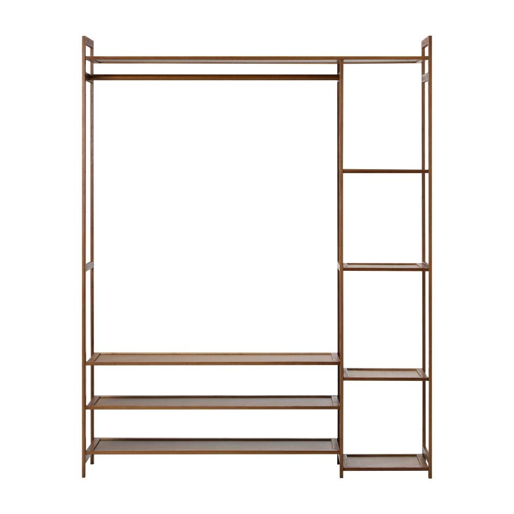 Astano Modern Bamboo Wooden Multi Storage Wardrobe | Clothes Rack Bamboo Storage Cabinet Unit