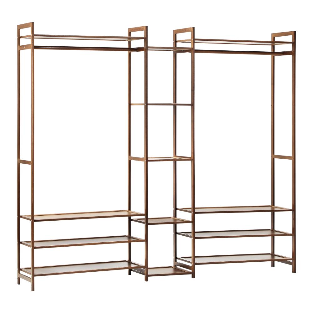 Astano Modern Bamboo Wooden Multi Storage Wardrobe | Clothes Rack Bamboo Storage Cabinet Unit