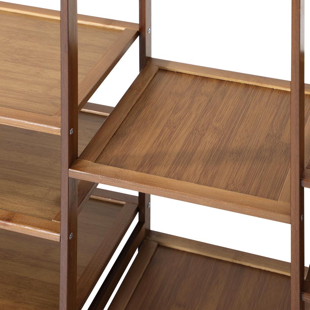 Astano Modern Bamboo Wooden Multi Storage Wardrobe | Clothes Rack Bamboo Storage Cabinet Unit