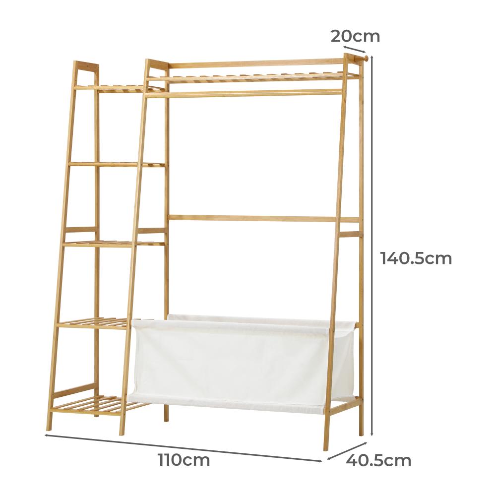 Piso Open Style Bamboo Wradrobe with Shelving and Laundry Bag