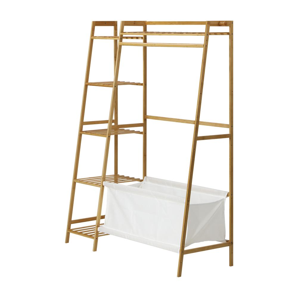 Piso Open Style Bamboo Wradrobe with Shelving and Laundry Bag