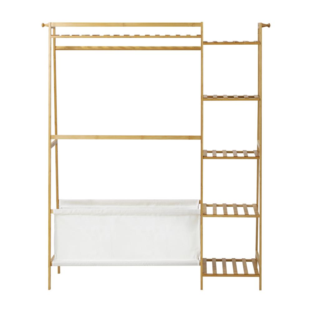 Piso Open Style Bamboo Wradrobe with Shelving and Laundry Bag