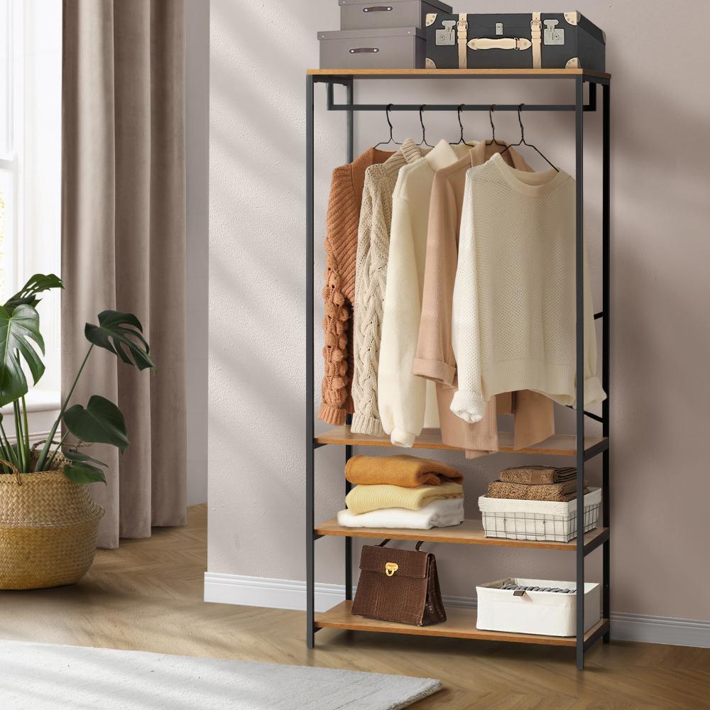 Nuvelo Industrial Style Metal Clothe Storage Unit | Multi Storage Clothes Rail And Shelving Unit