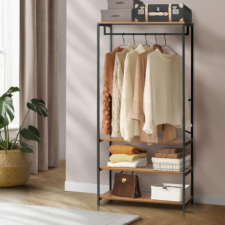 Nuvelo Industrial Style Metal Clothe Storage Unit | Multi Storage Clothes Rail And Shelving Unit