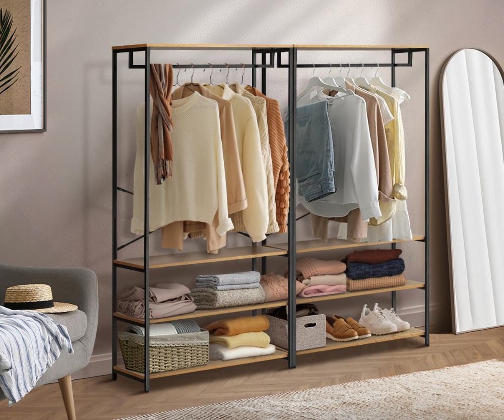 Nuvelo Industrial Style Metal Clothe Storage Unit | Multi Storage Clothes Rail And Shelving Unit