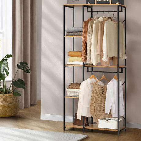 Nuvelo Industrial Style Metal Clothe Storage Unit | Multi Storage Clothes Rail And Shelving Unit