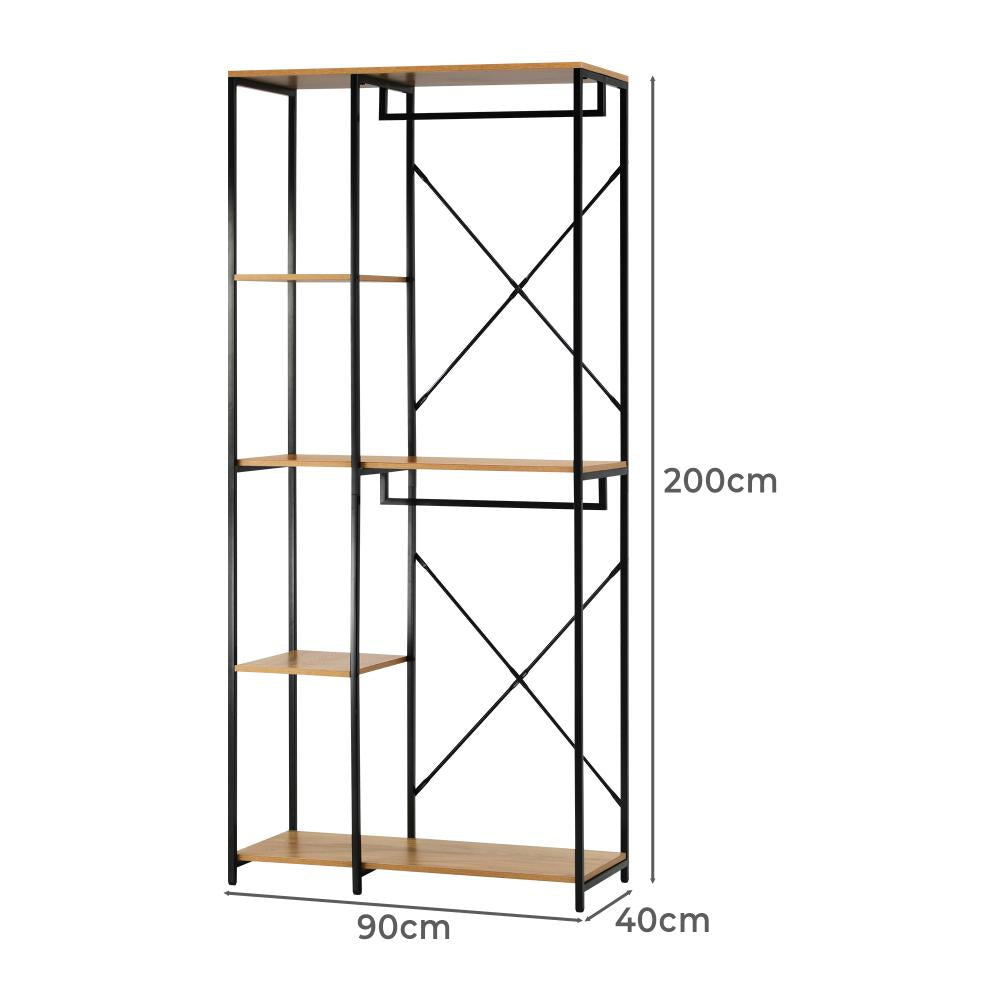 Nuvelo Industrial Style Metal Clothe Storage Unit | Multi Storage Clothes Rail And Shelving Unit