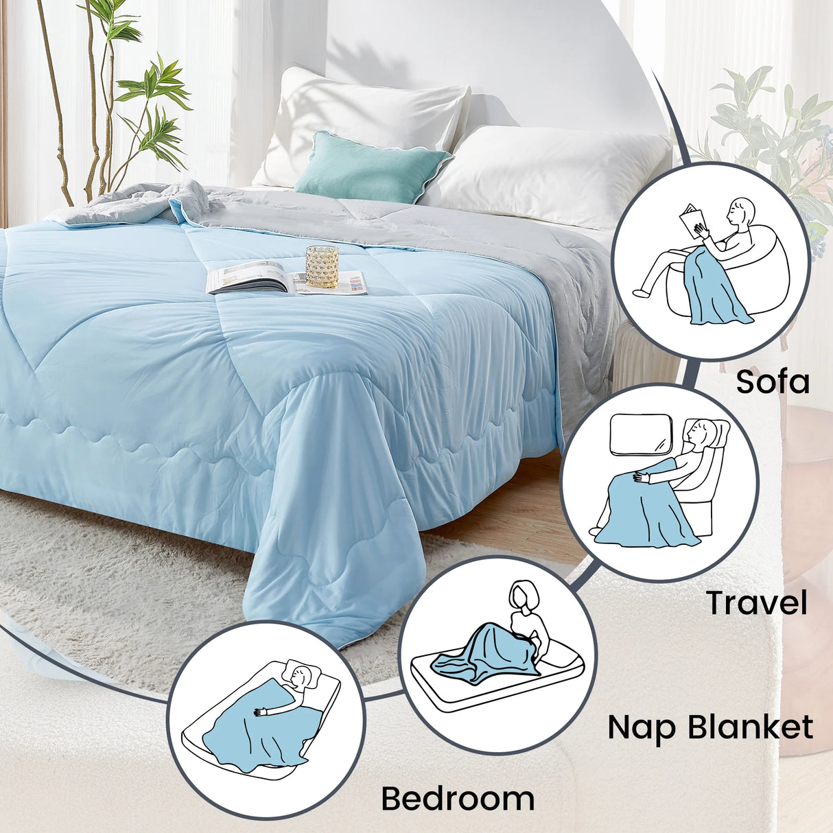 Luxiore Dual Sided Ultra Cooling Comforter | All Seasons Arc Chill Fabric Cool Max Blanket