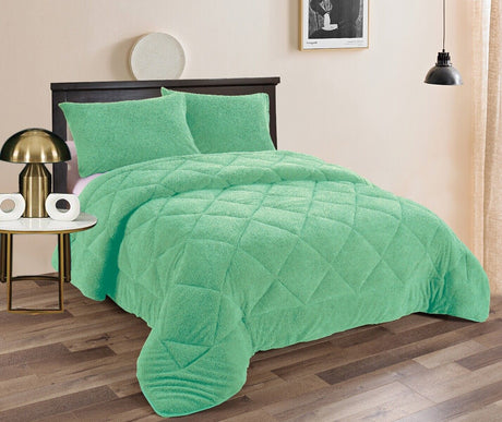 Ramesses Fluffy Soft Teddy Fleece 3pc Comforter Set | Ultra Warm Bedding Fluffy Comforter
