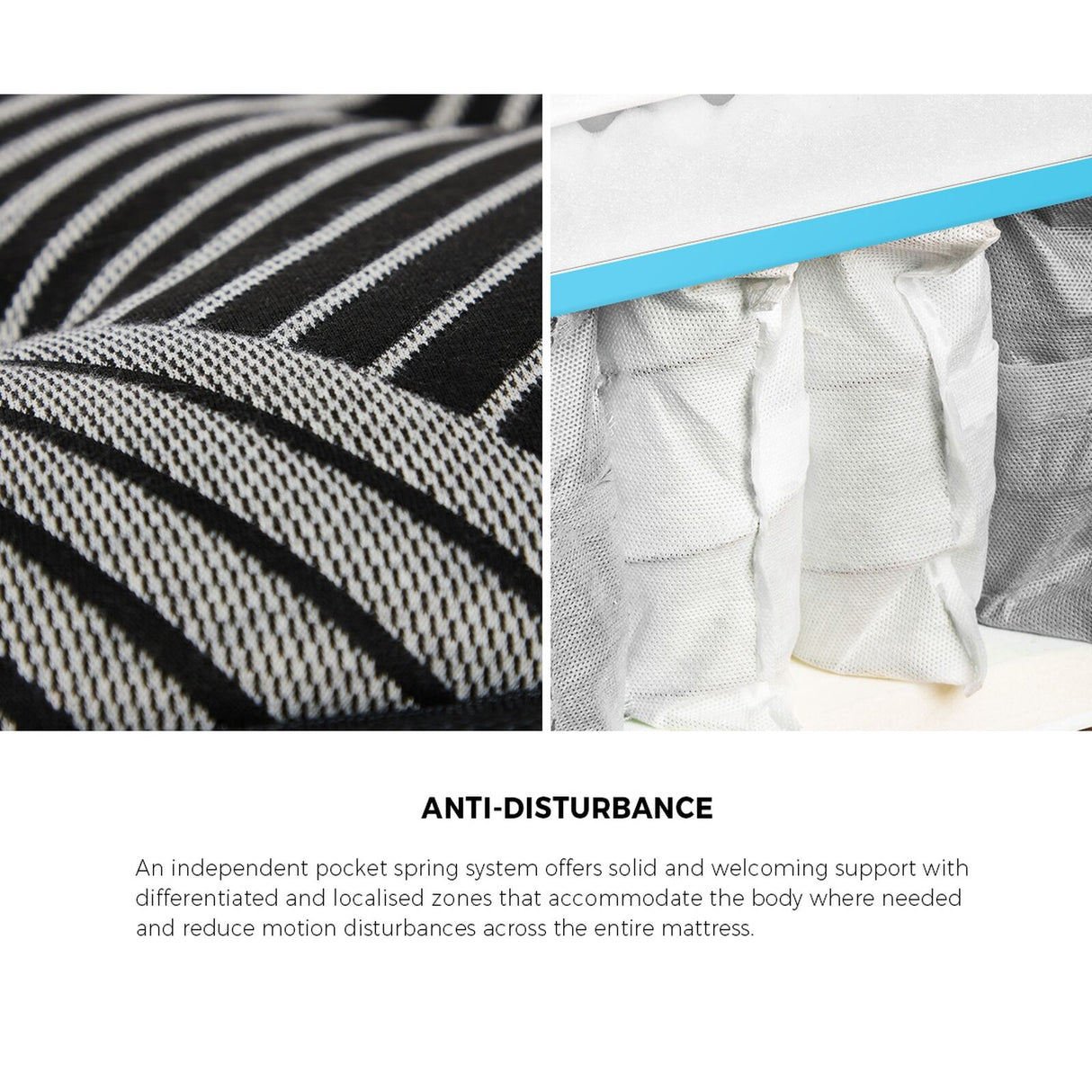 Dreameasy 9 Zone Bamboo Charcoal Infused Premium 35cm Mattress | 8 Layer Pocket Spring Support Ultimate Comfort Eco Mattress