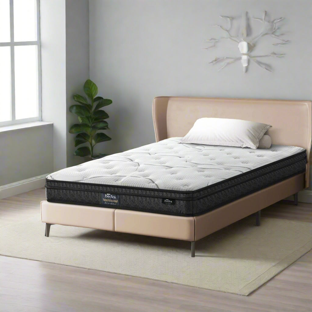 Nuvello Luxe Bonnell Spring Plush Pillowtop 21cm Mattress | Full Body Support Ventialted Medium Firm Matrress