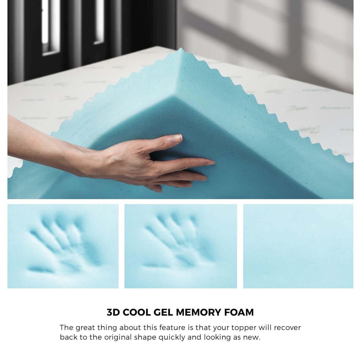 7 Zone 8cm Premium Bamboo GEL Memory Foam Mattress Topper Summer Cooling Memory Foam Topper