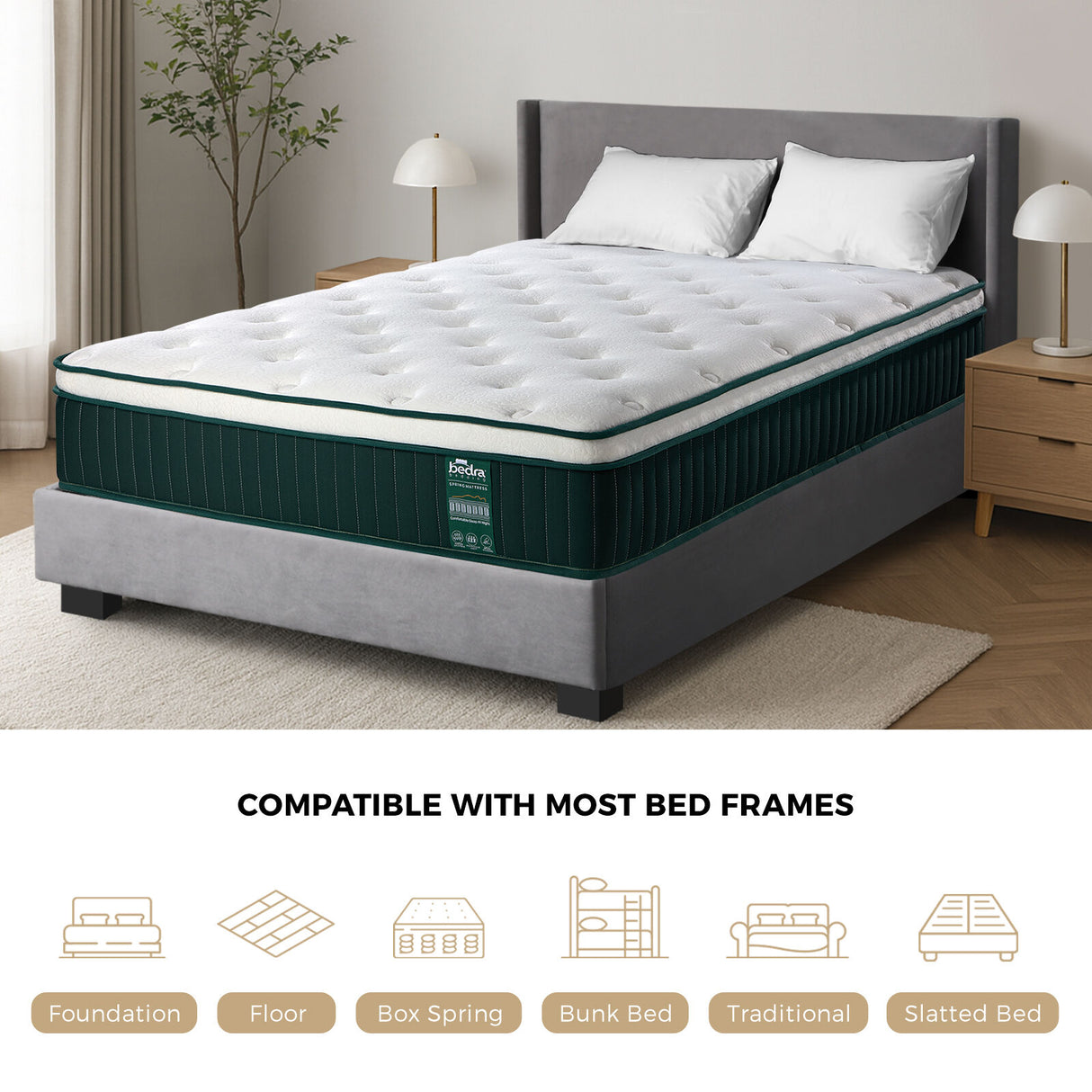 Dreameasy 5 Zone Super Cool Gel Memory Foam Premium 30cm Mattress | 6 Turn Shock Absorbing Medium Firm Hypo Allergenic Matrress