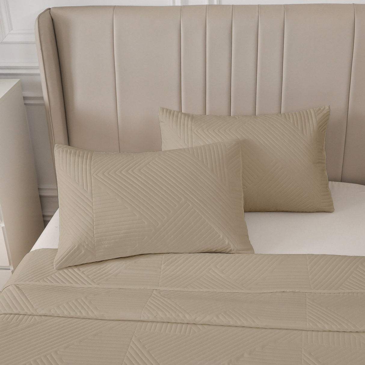 3 Piece Geometry Embossed Light Comforter Set | 3pc All Seasons Coverlet Bedspread