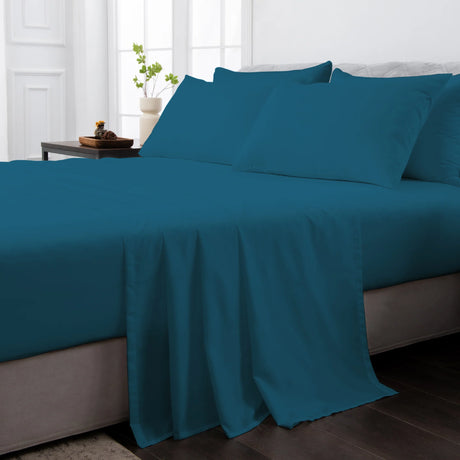Luxiore 2000TC Breathable Cooling Bamboo Blend Sheet Set | Eco Friendly Anti Wrinkle Bamboo Sheets