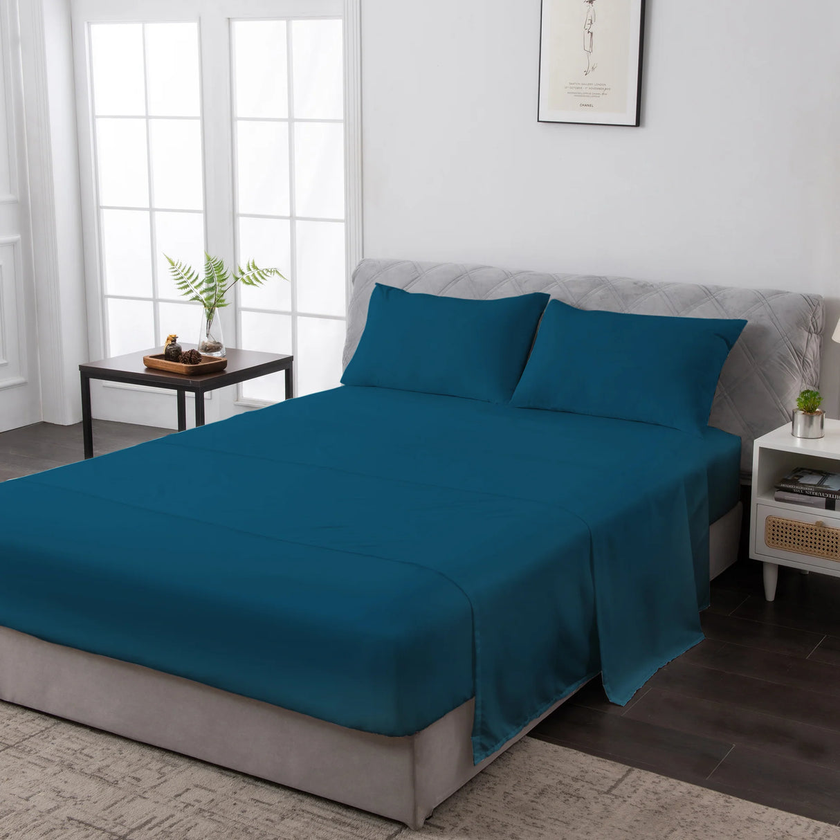 Luxiore 2000TC Breathable Cooling Bamboo Blend Sheet Set | Eco Friendly Anti Wrinkle Bamboo Sheets