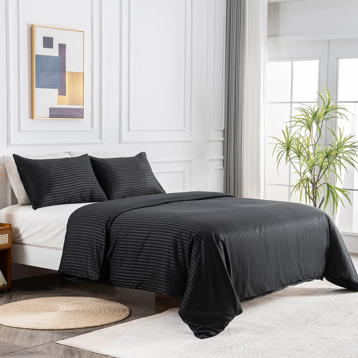 Luxiore 1800TC Super Soft Silky Microfibre Quilt Cover Set | Luxury Pin Stripe Microfibre Duvet Cover Set