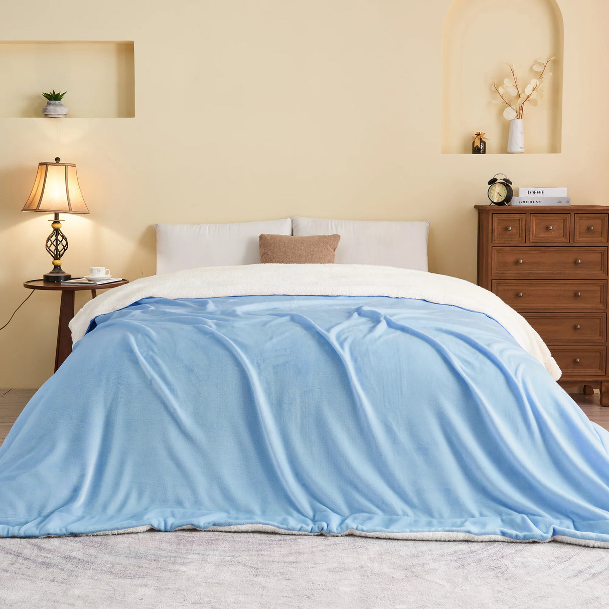 Luxiore Super Warm Soft Mink Flannel Sherpa Fleece Blanket | 480GSM Reversible Two Sided Winter Blanket