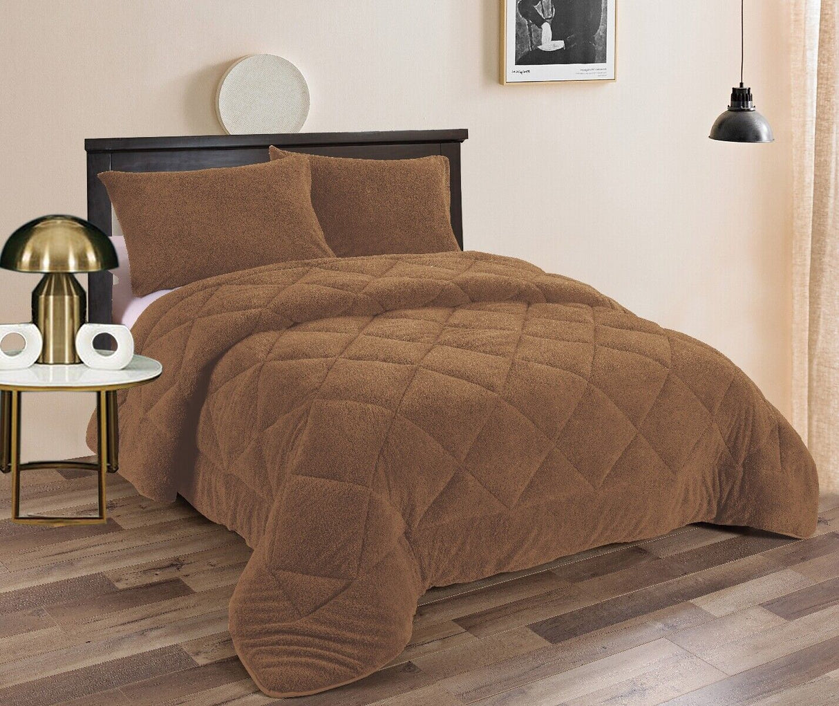 Ramesses Fluffy Soft Teddy Fleece 3pc Comforter Set | Ultra Warm Bedding Fluffy Comforter