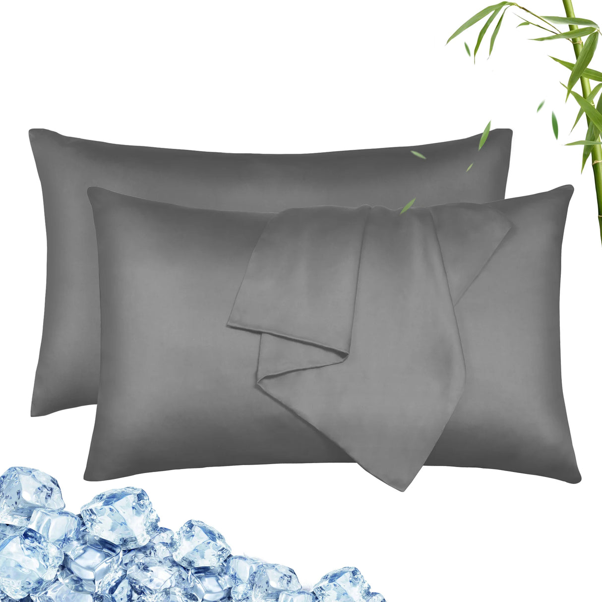Set of Two Luxiore Ultra Soft 100% Bamboo Pillowcases | 2pc Silky 100% Bamboo Eco Friendly Pillowcases