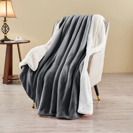 Luxiore Super Warm Soft Mink Flannel Sherpa Fleece Blanket | 480GSM Reversible Two Sided Winter Blanket