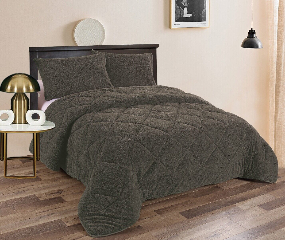 Ramesses Fluffy Soft Teddy Fleece 3pc Comforter Set | Ultra Warm Bedding Fluffy Comforter