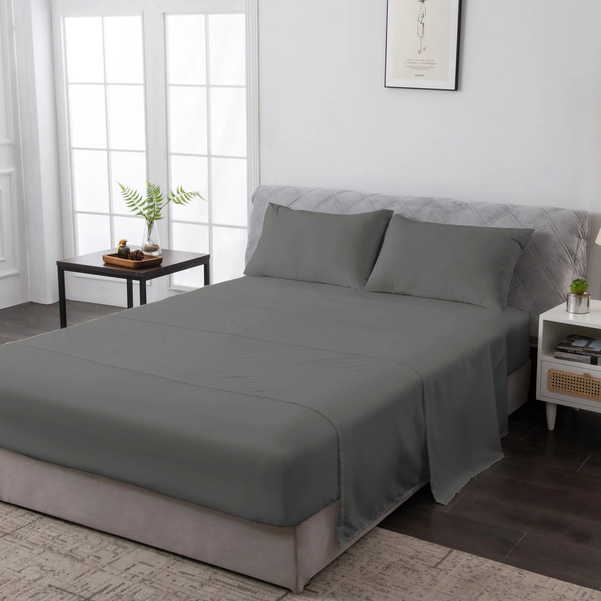 Luxiore 2000TC Breathable Cooling Bamboo Blend Sheet Set | Eco Friendly Anti Wrinkle Bamboo Sheets