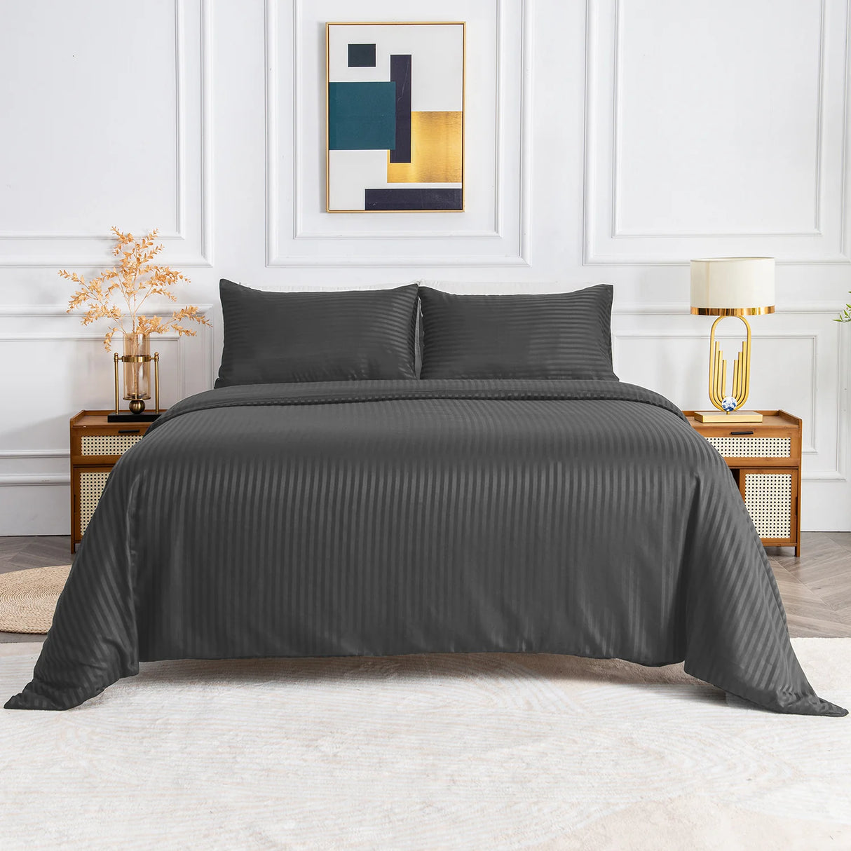Luxiore 1800TC Super Soft Silky Microfibre Quilt Cover Set | Luxury Pin Stripe Microfibre Duvet Cover Set
