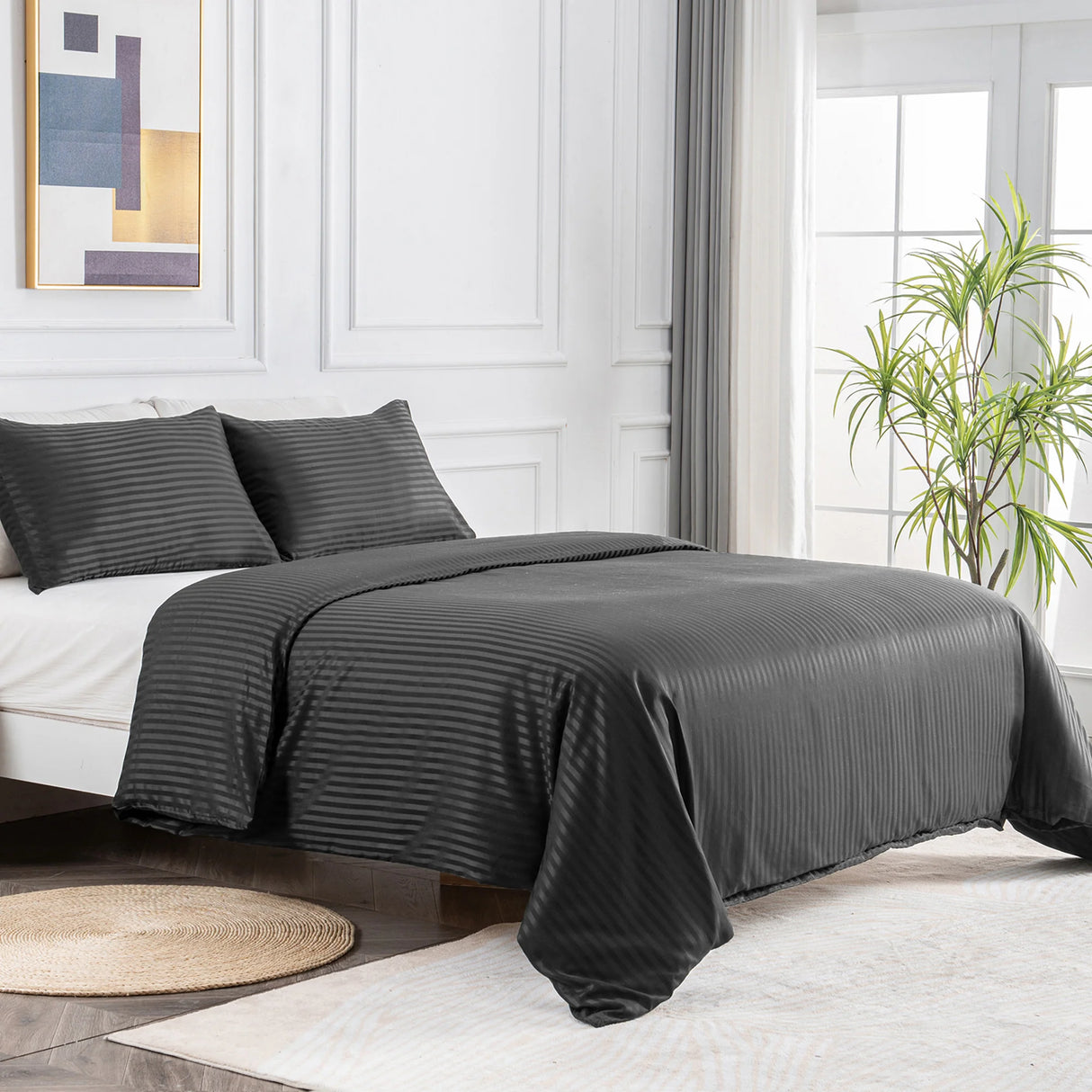 Luxiore 1800TC Super Soft Silky Microfibre Quilt Cover Set | Luxury Pin Stripe Microfibre Duvet Cover Set