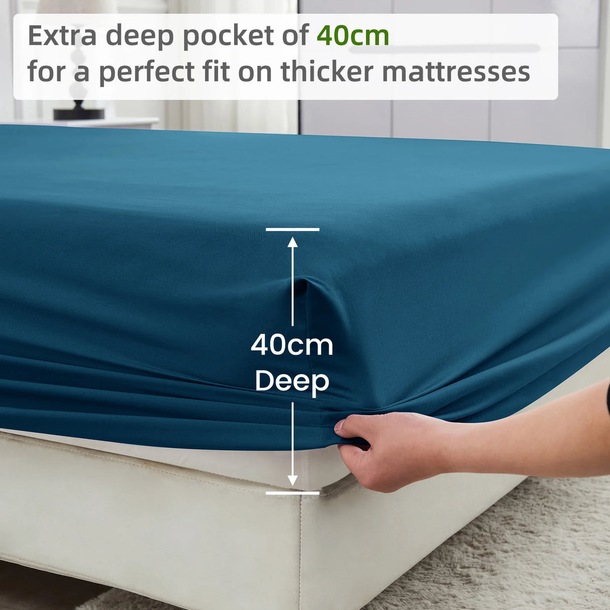 Luxiore 2000TC Breathable Cooling Bamboo Blend Fitted Sheet | 40cm Deep Eco Friendly Anti Wrinkle Bamboo Sheet