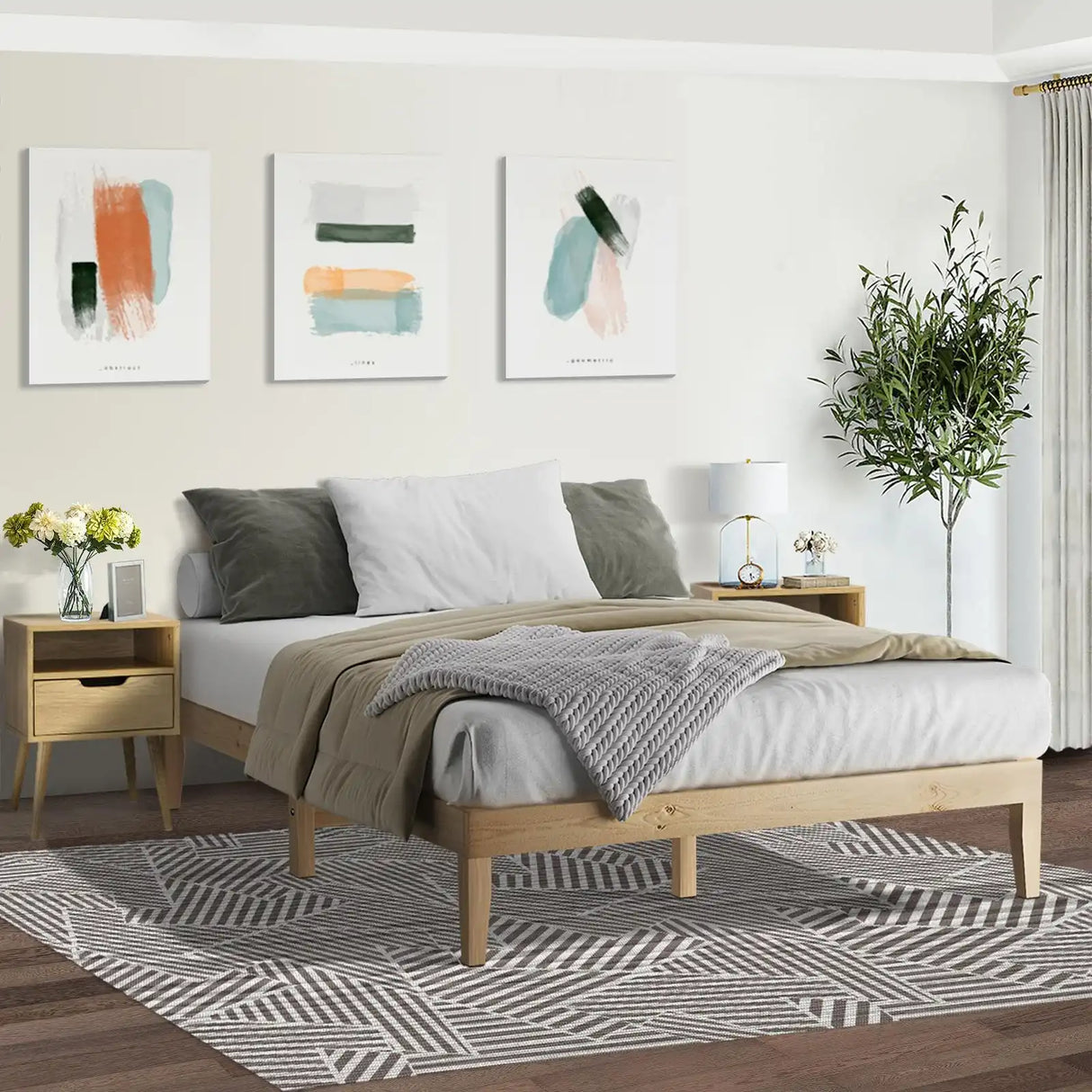 Milano High Quality Solid Wooden Timber Bed Base | Easy Assembly Quality Platform Bed | Minimalistic Bed Base