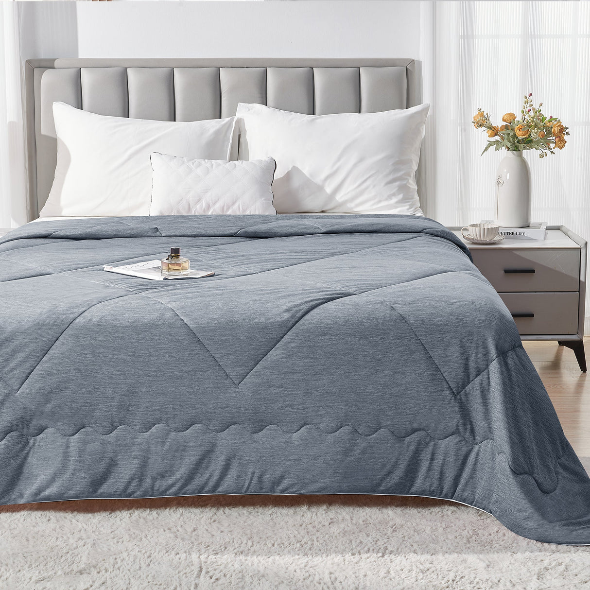 Luxiore Dual Sided Ultra Cooling Comforter | All Seasons Arc Chill Fabric Cool Max Blanket