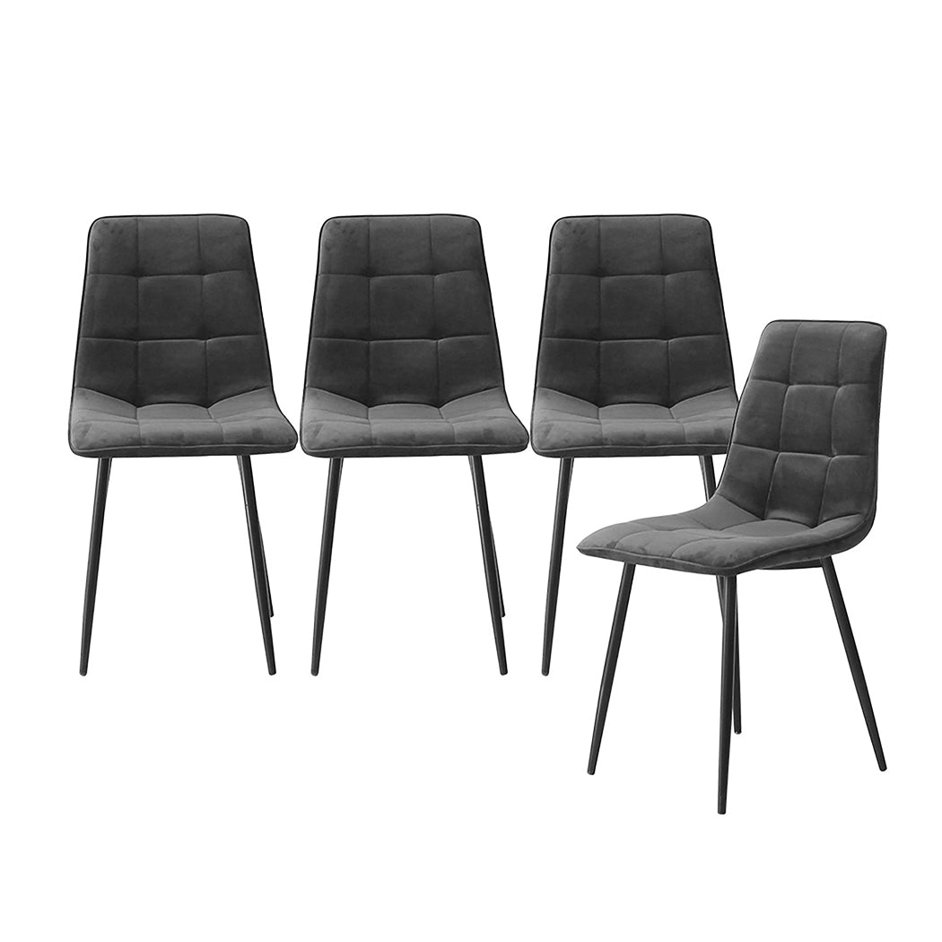 Set of Four Milano Premium Velvet Fabric Dining Chairs | Plush Velvet Padded Dining Chairs