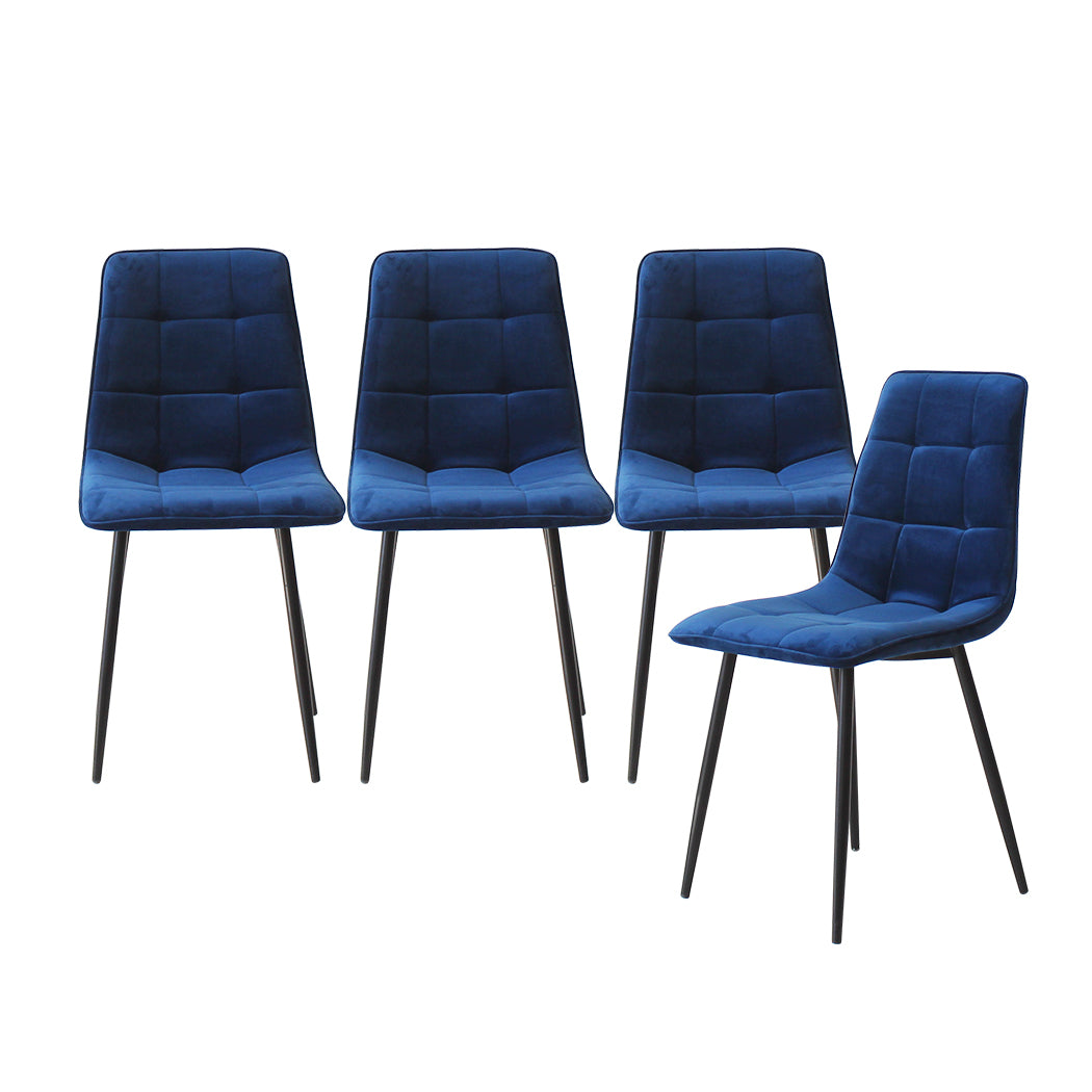 Set of Four Milano Premium Velvet Fabric Dining Chairs | Plush Velvet Padded Dining Chairs