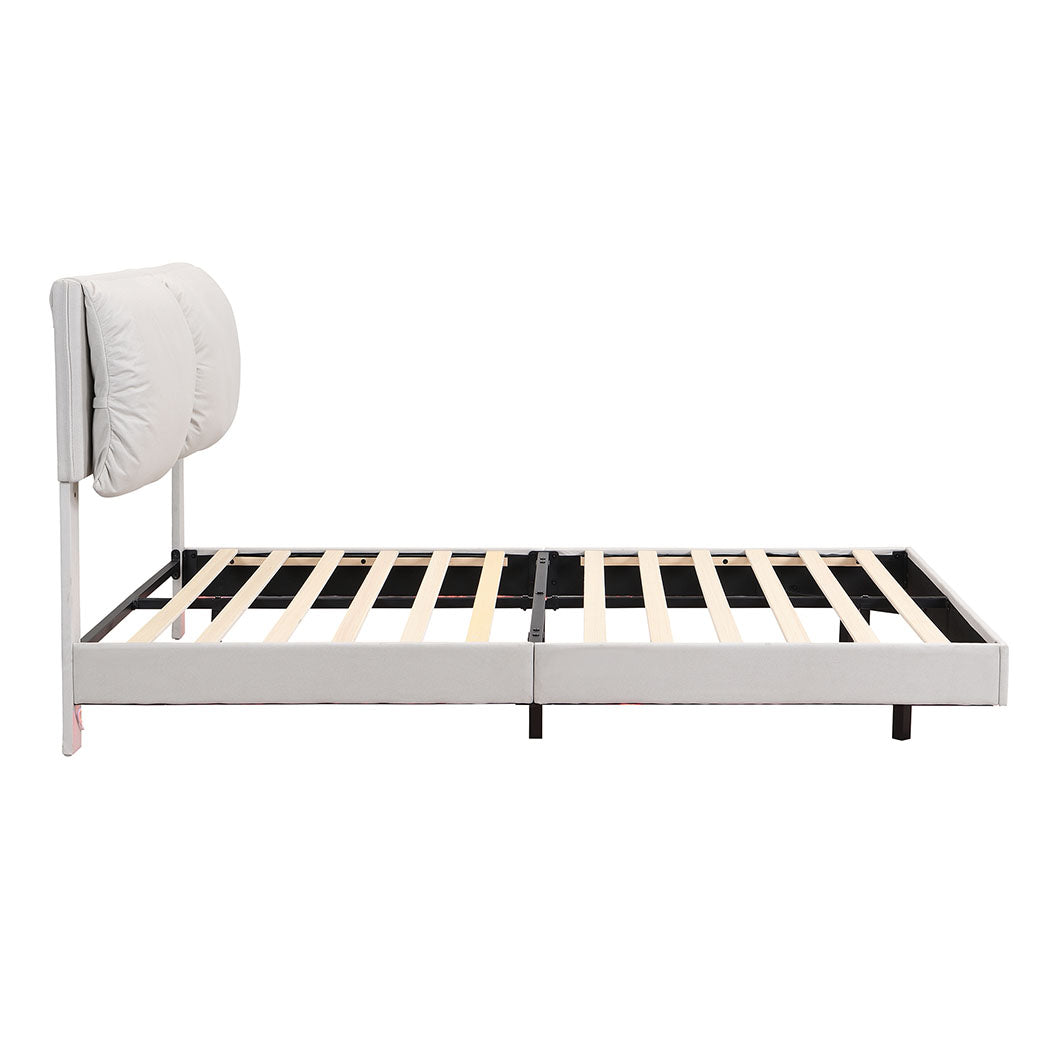 Blanco Dios Floating LED Bed Frame | Modern PU Leather Premium Bed