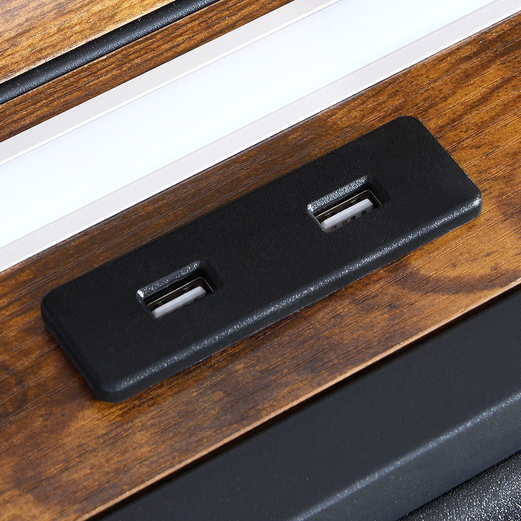 Capri LED Black PU Leather Storage Bed with USB | Multi Functional Storage LED Lights Bed Frame