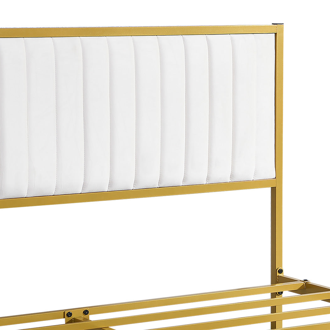 Royale Iris Metal Padded Modern Bed | High Quality Modern Slimline Bed Frame