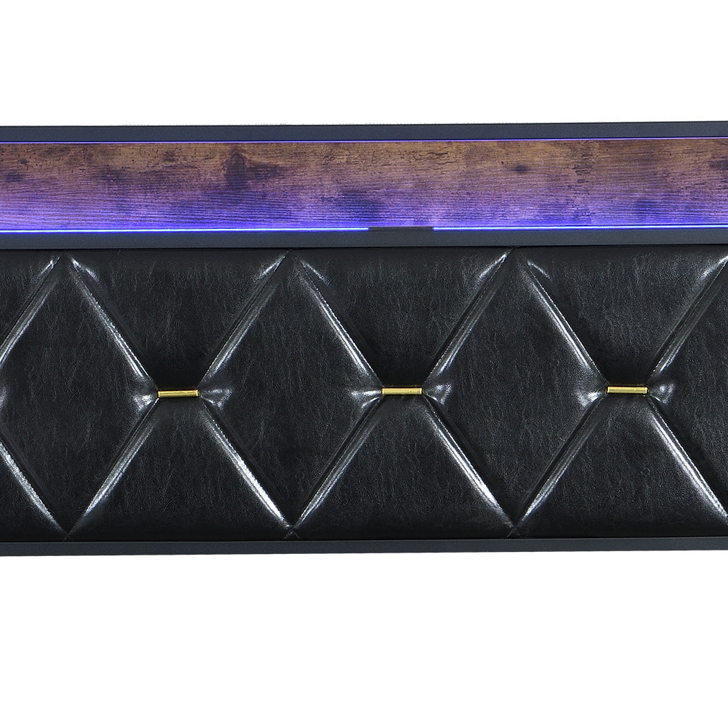 Capri LED Black PU Leather Storage Bed with USB | Multi Functional Storage LED Lights Bed Frame