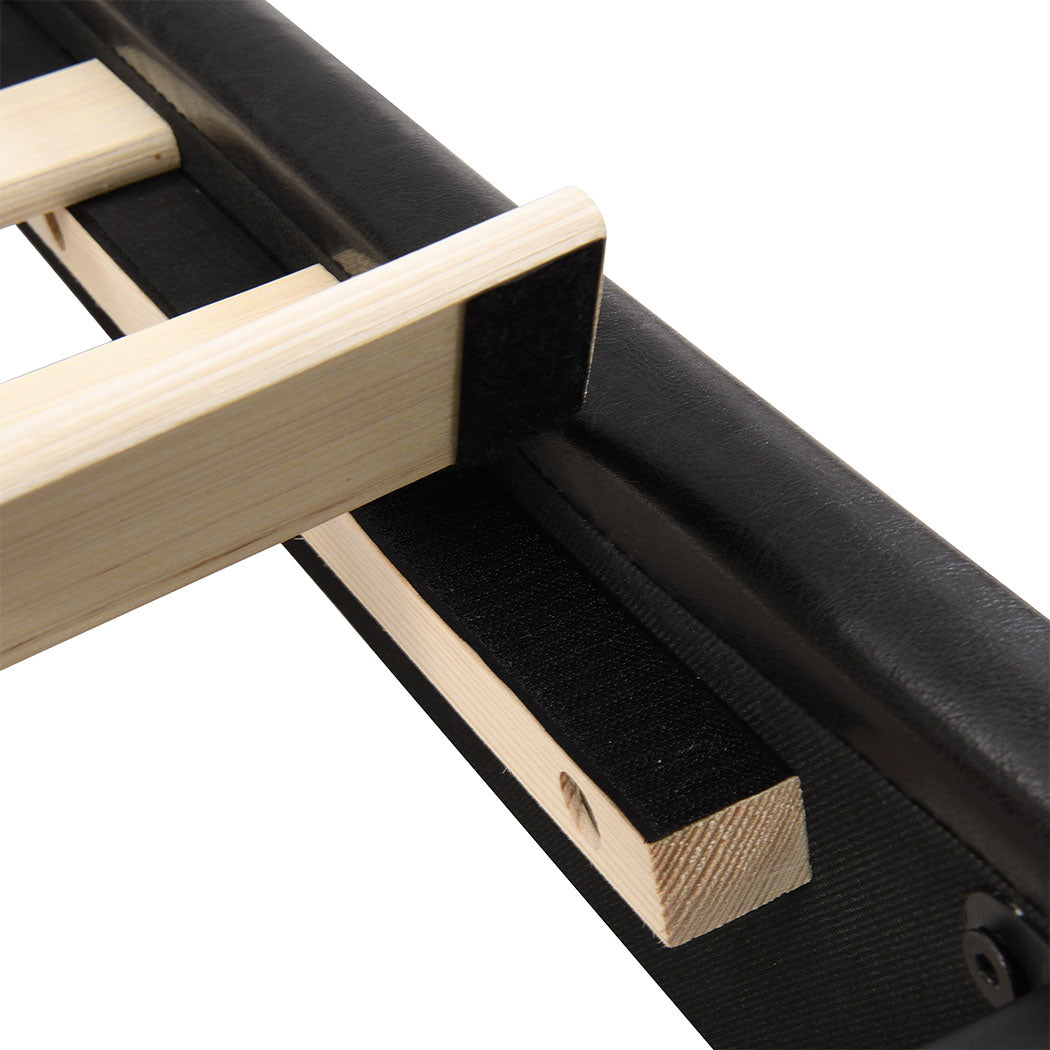 Riomi LED BlackPU Leather Floating Bed | Tufted Design Modern LED Lights Bed Frame