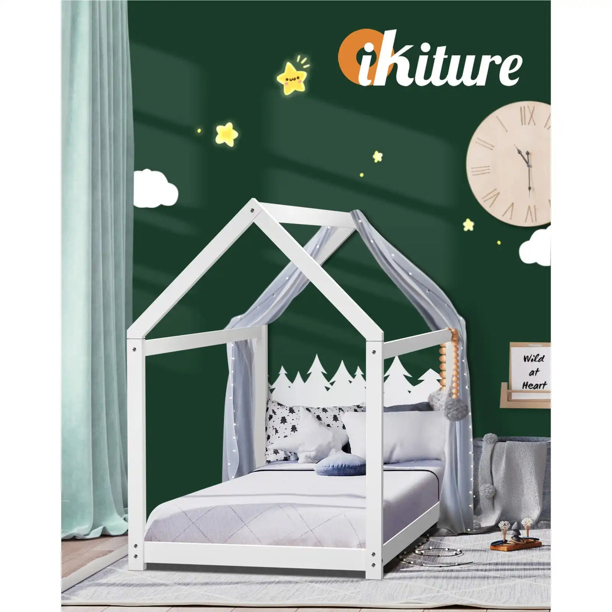 Scandi Wooden Kids House or Teepee Bed in Single Size | Novelty Kids Beds | Wooden Childrens Beds