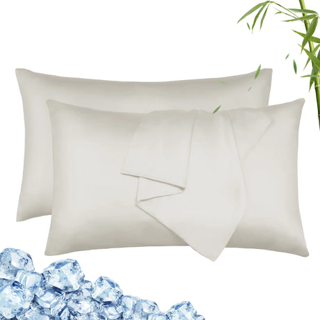 Set of Two Luxiore Ultra Soft 100% Bamboo Pillowcases | 2pc Silky 100% Bamboo Eco Friendly Pillowcases