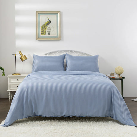 Luxiore 1800TC Super Soft Silky Microfibre Quilt Cover Set | Luxury Pin Stripe Microfibre Duvet Cover Set