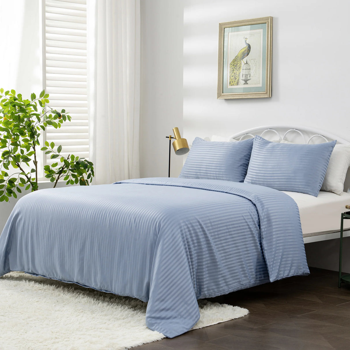 Luxiore 1800TC Super Soft Silky Microfibre Quilt Cover Set | Luxury Pin Stripe Microfibre Duvet Cover Set