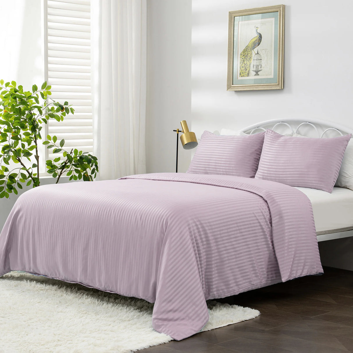 Luxiore 1800TC Super Soft Silky Microfibre Quilt Cover Set | Luxury Pin Stripe Microfibre Duvet Cover Set