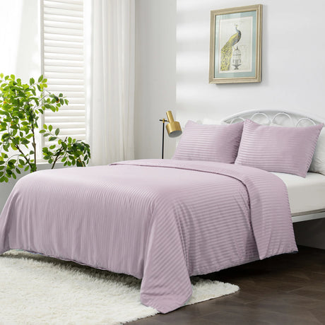 Luxiore 1800TC Super Soft Silky Microfibre Quilt Cover Set | Luxury Pin Stripe Microfibre Duvet Cover Set