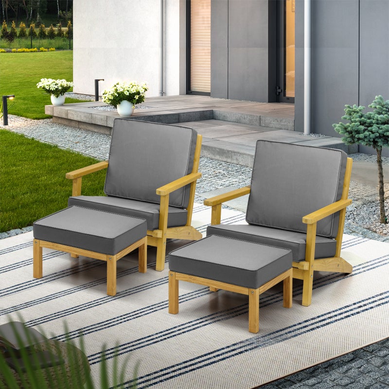 Breeze Designer Outdoor Sun Lounge Armchairs | Soft Cushioned Wooden Patio Lounge Chairs