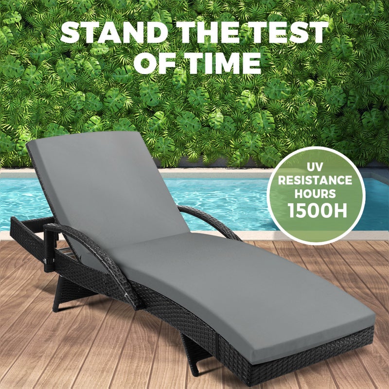 Amore Aquos Outdoor Cushioned Wicker Pool Loungers | Modern Adjustable Rattan Quality Day Bed Sun Loungers