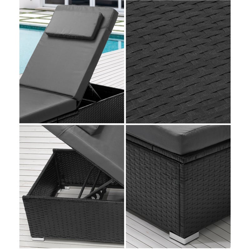 Milan High Quality Rattan Sun Lounger Day Bed | Adjustable Wicker Patio Pool Lounger