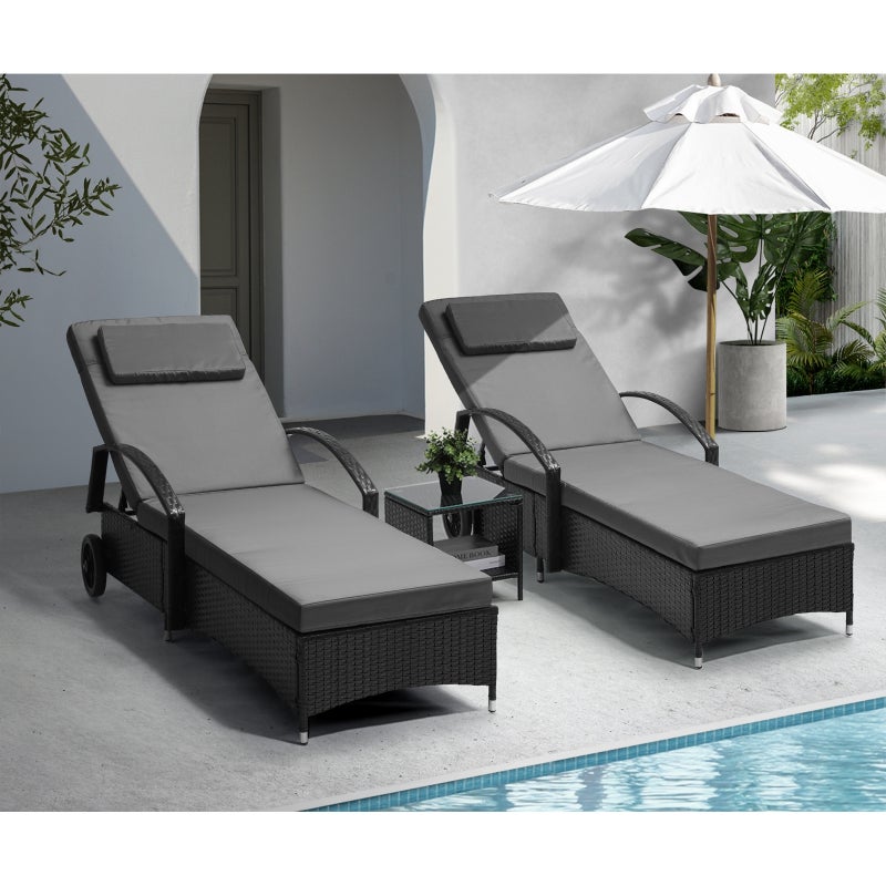 Milan High Quality Rattan Sun Lounger Day Bed | Adjustable Wicker Patio Pool Lounger