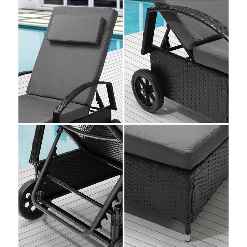 Milan High Quality Rattan Sun Lounger Day Bed | Adjustable Wicker Patio Pool Lounger